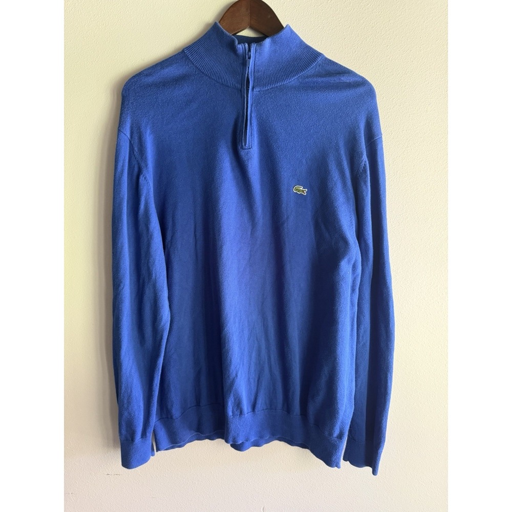 Lacoste Sweater Men Size 7(XXL) Blue Quarter Zip